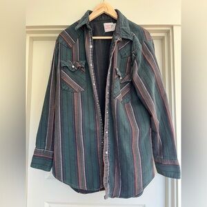 Saddle King Western Flannel 100% Cotton Striped Button Down